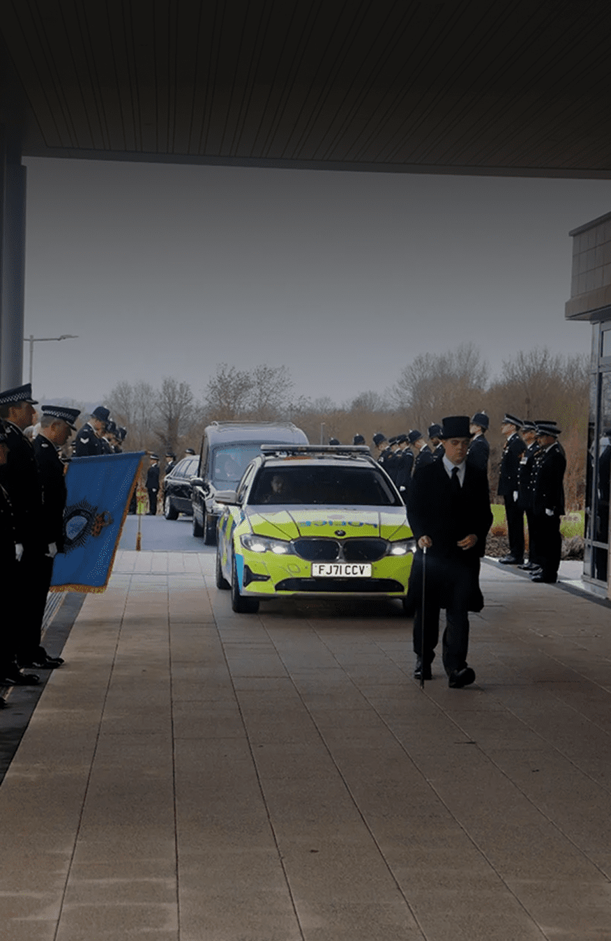 Hearse procession with police escort