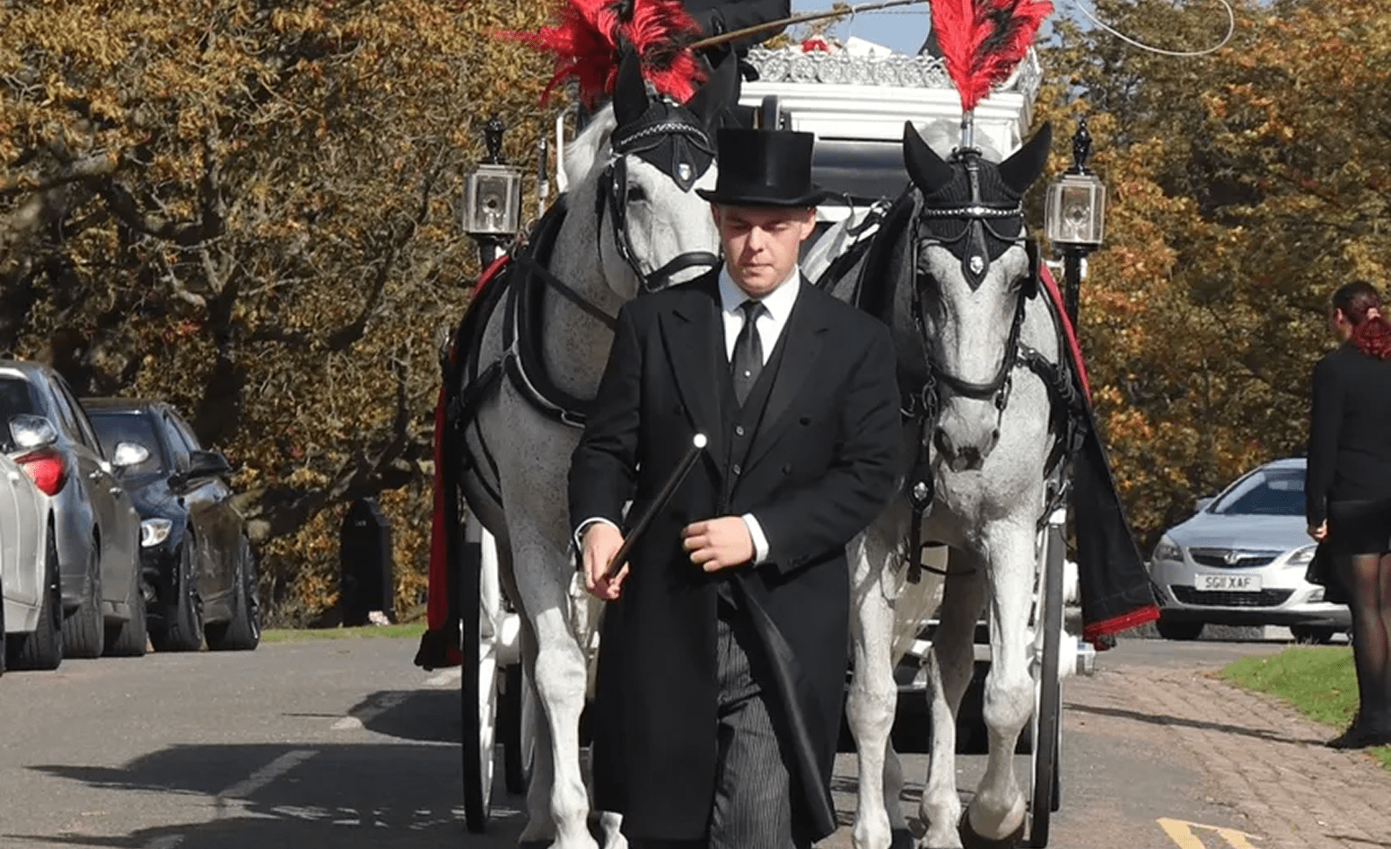 Horse-drawn carriage with driver in formal attire.